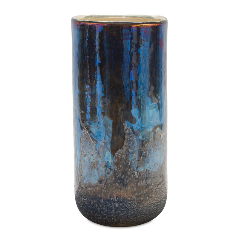 Irredescent Navy Glass Candle Holder