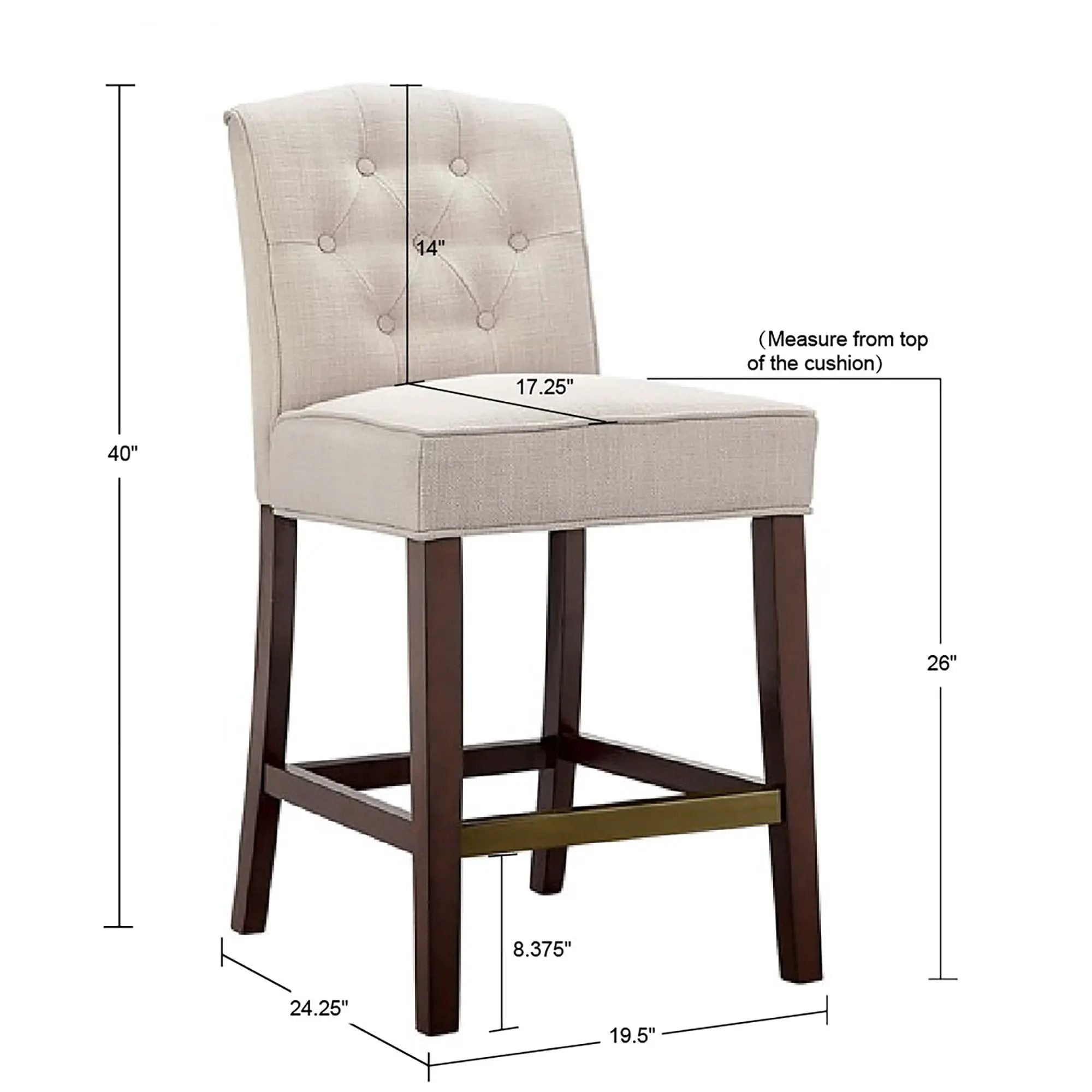 Tufted Counter Stool With Button Tufted Back - Tan by Unique Piece Furniture