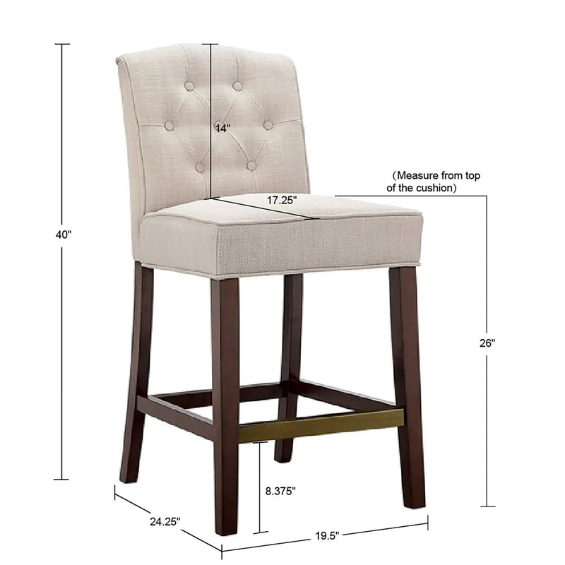 Tufted Counter Stool With Button Tufted Back - Tan by Unique Piece Furniture