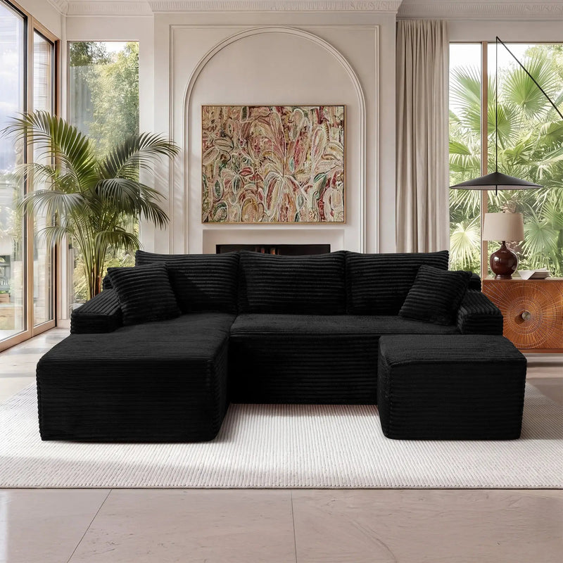 106.3" U-Shaped Cloud Sectional Sofa with Deep Seat by HouseOfZazla