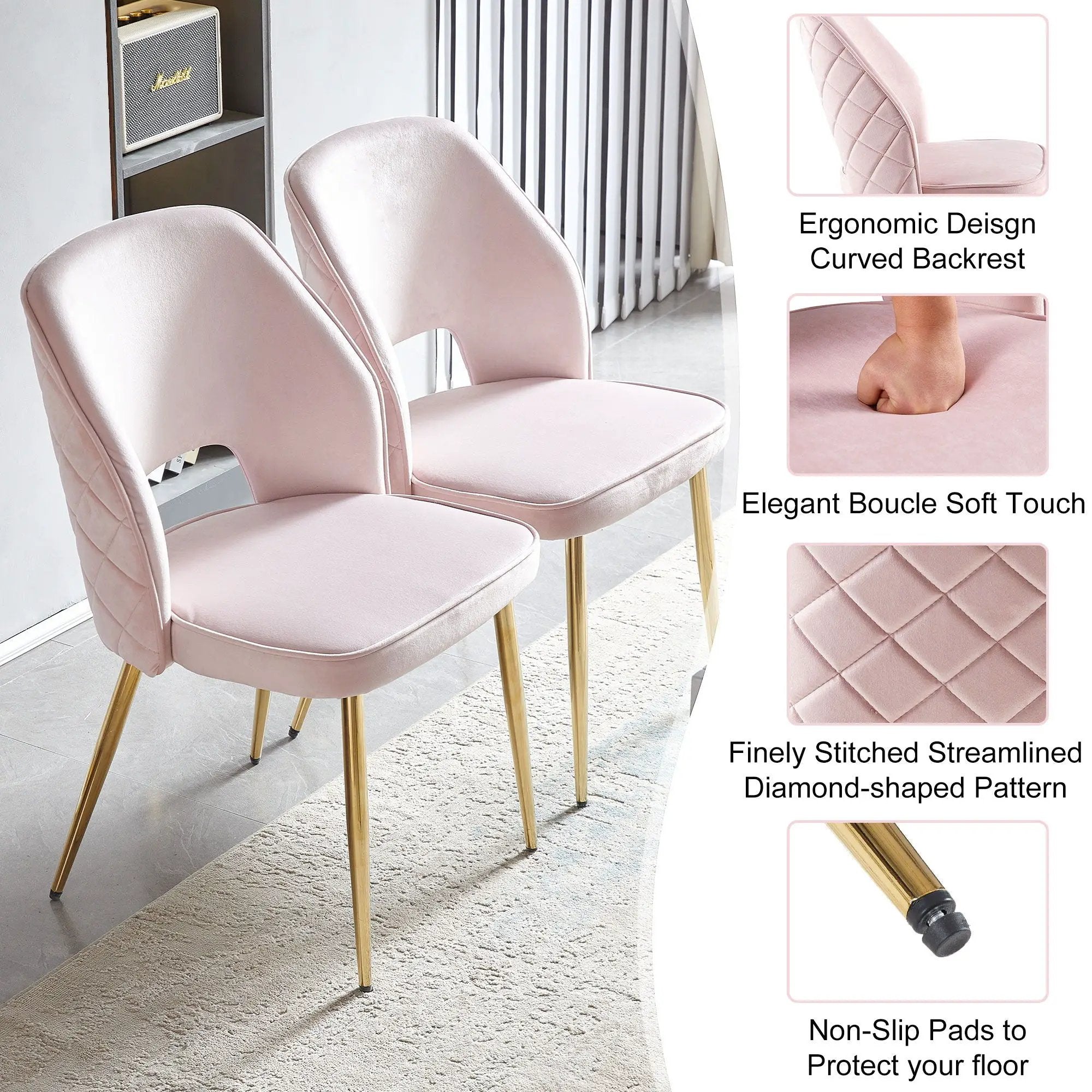 Dining Chairs With Metal Legs And Hollow Back Upholstered Dining Chairs by Unique Piece Furniture