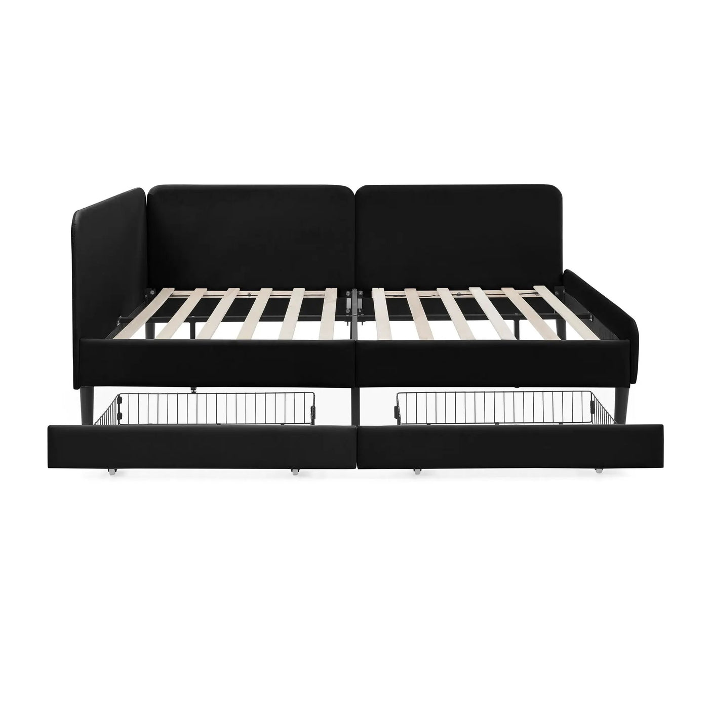 Upholstered Platform Bed Frame With 2 Storage Drawers And Adjustable Sofa Bed by HouseOfZazla