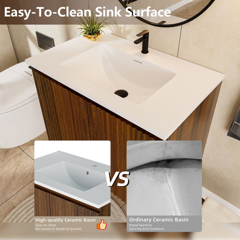 Folding Wall Cabinet With Creamic Sink by Unique Piece Furniture