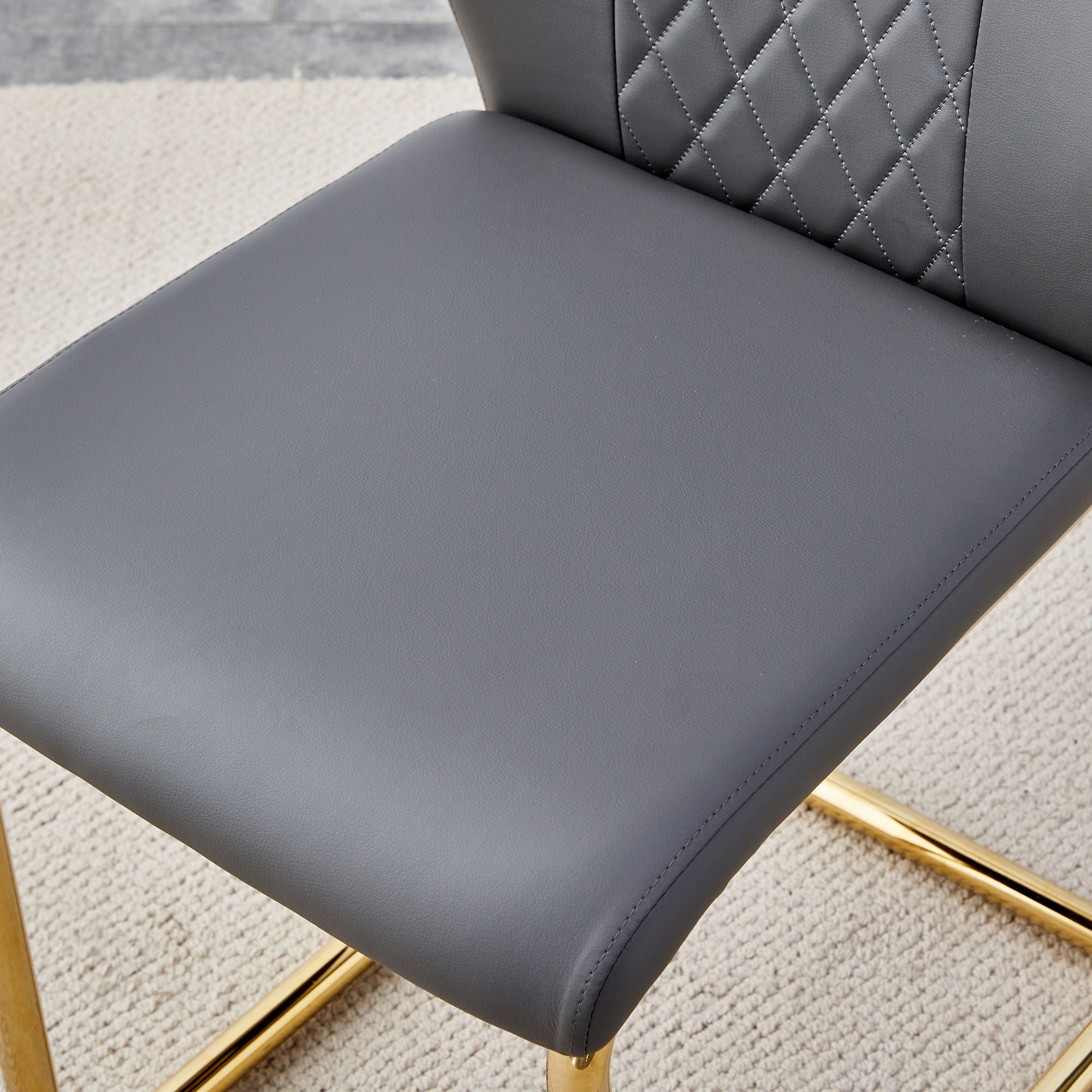 Modern Legged Upholstered Dining Chairs (Set of 4) Artificial For Kitchen And Office - Gray by HouseOfZazla