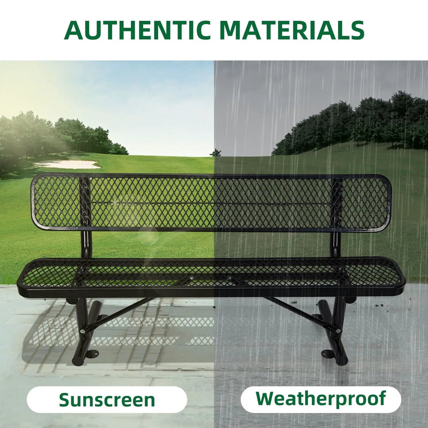 Outdoor Steel Bench With Backrest by Unique Piece Furniture