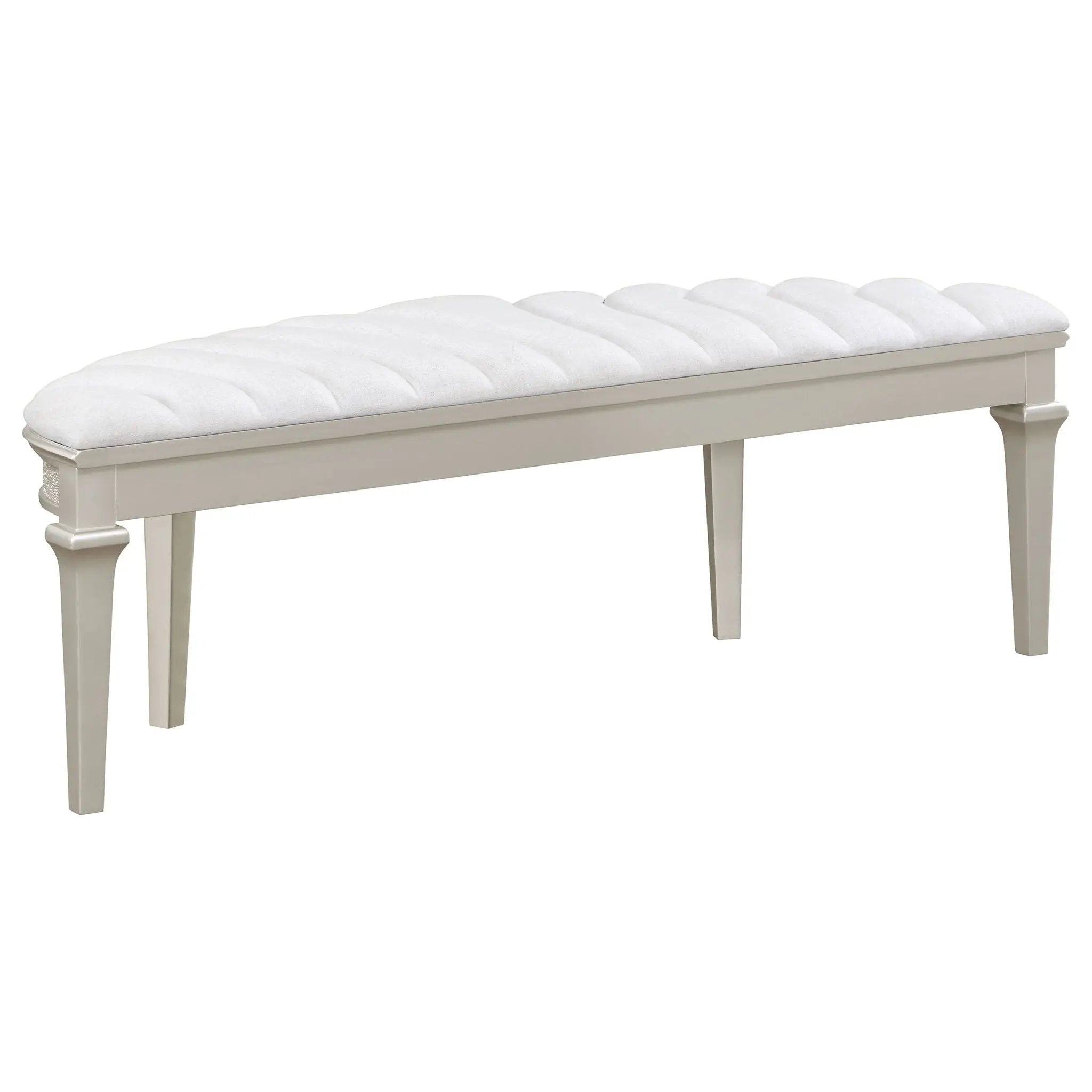 Evangeline Curved Fabric Upholstered Bench Silver Oak by Unique Piece Furniture