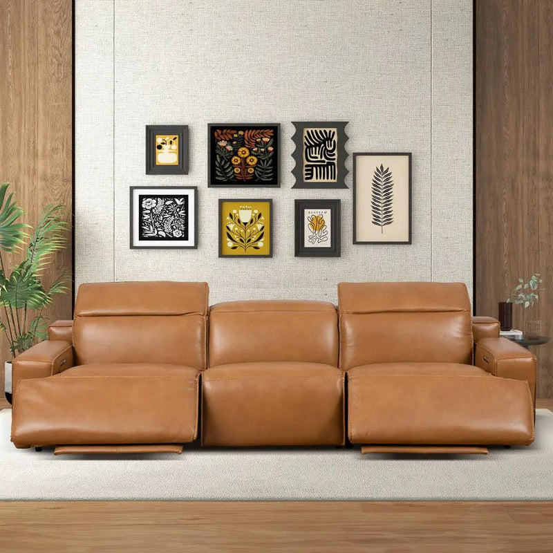 Urbana - Triple Power Recliner Sofa - Tan by HouseOfZazla