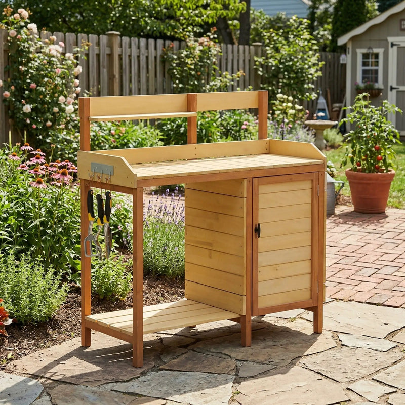 Outdoor Potting Bench Table With Sink, Garden Workstation by HouseOfZazla