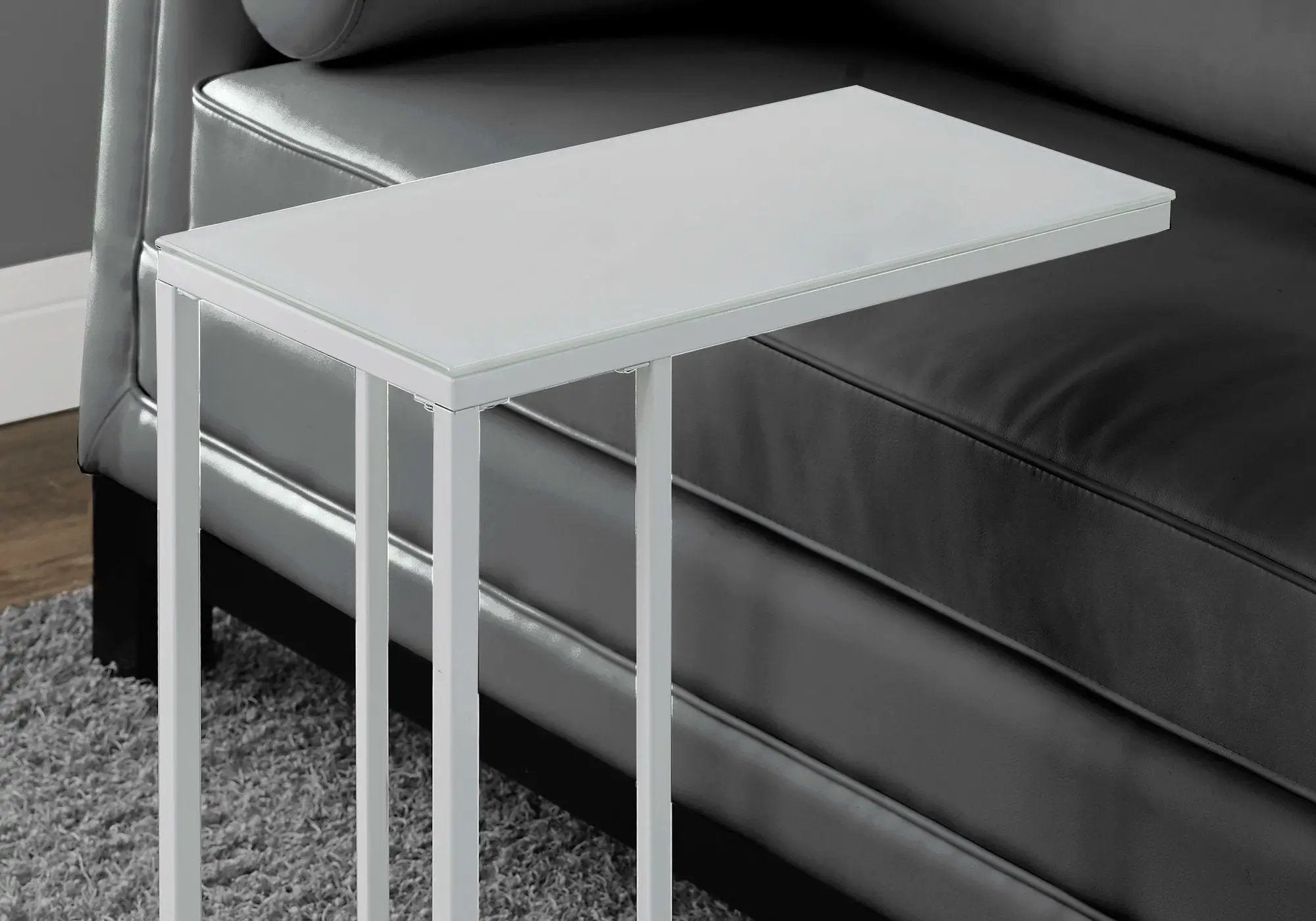 Accent Table, C - Shaped, Tempered Glass, Stylish Design Contemporary & Modern by Unique Piece Furniture