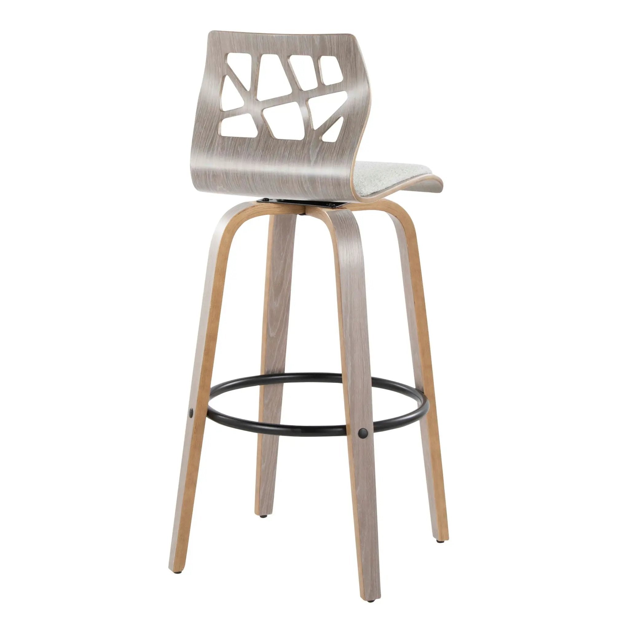 Folia - Contemporary Fixed Height Stool With Swivel With Round Footrest (Set of 2) by Unique Piece Furniture