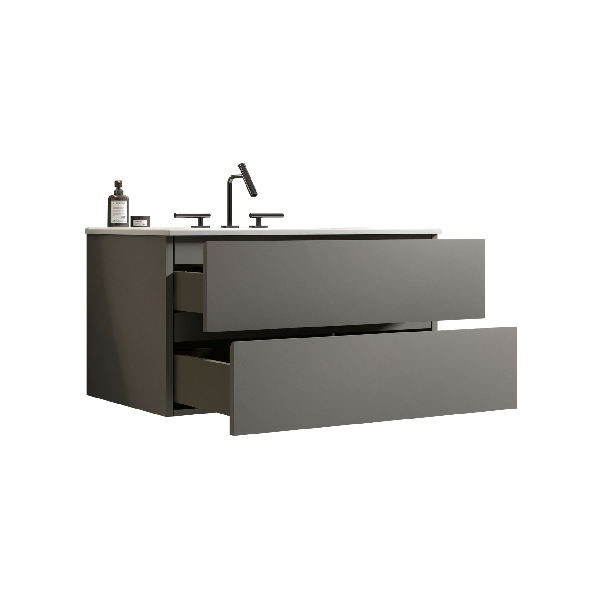 TIA 36" Wall Mount Space Gray Bathroom Vanity by HouseOfZazla