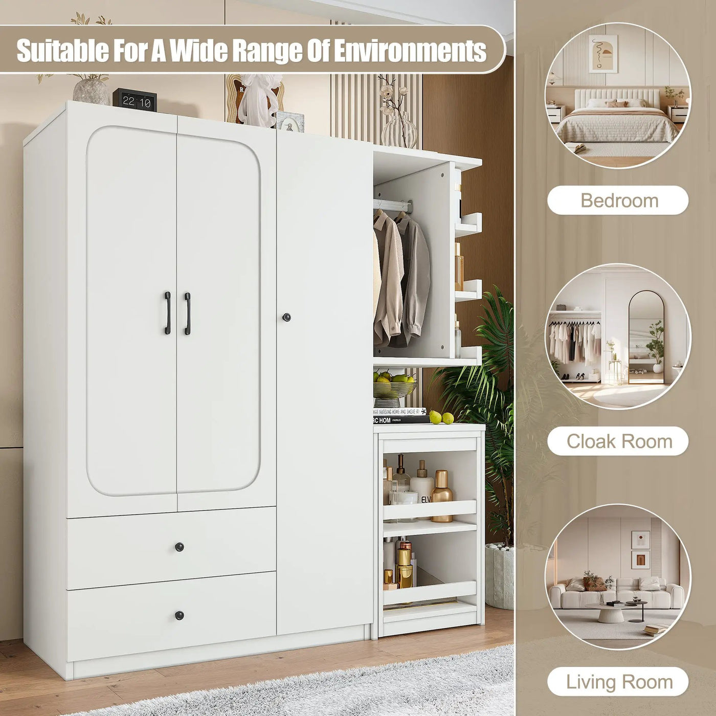 Multifunctional Wardrobe with 2 Doors and Convertible Desk by HouseOfZazla
