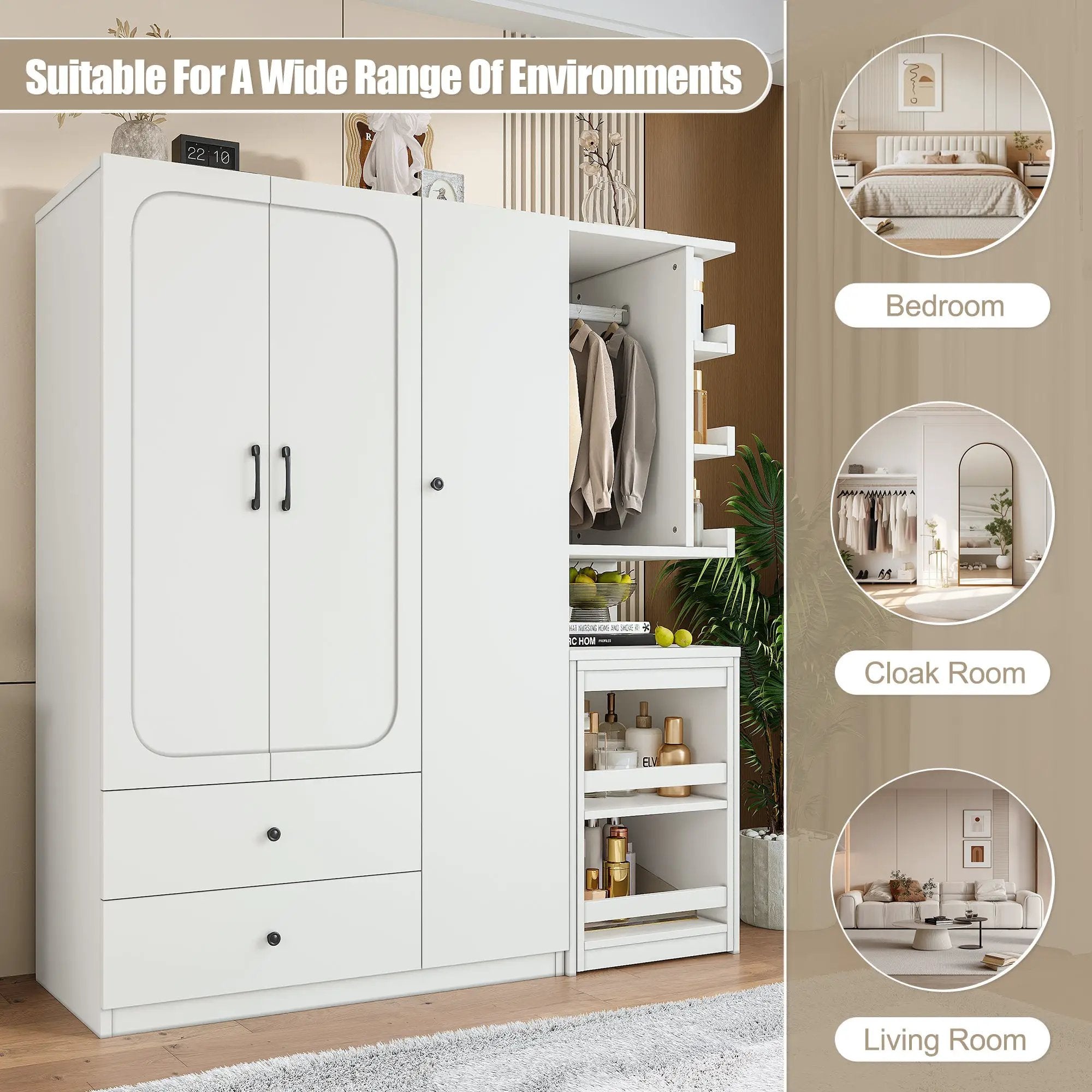 Multifunctional Wardrobe with 2 Doors and Convertible Desk by HouseOfZazla
