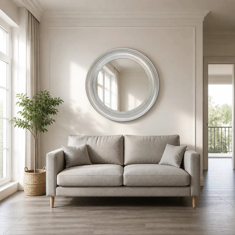 Vintage Round Wall Mirror, Brushed by HouseOfZazla