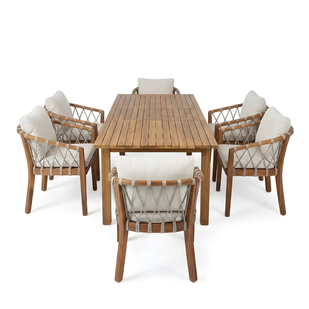 7 Pieces Acacia Wood Outdoor Dining Set by HouseOfZazla