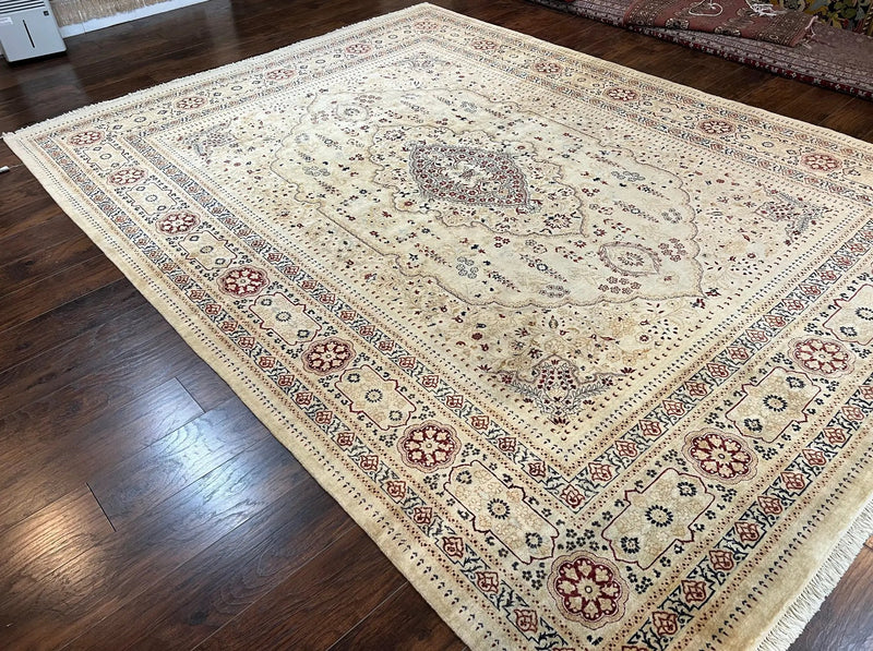 Pak Persian Rug 9x11, Very Fine Hand Knotted Oriental Carpet, Haji Jalili Design, Ivory/Cream, Wool Handmade Room Sized Rug 9 x 11 ft, Nice by Jewel Rugs