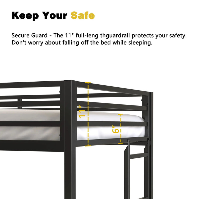 Adam - Twin Loft Bunk Bed With Cinnamon Wood Desk And Closet Rod - Black by Unique Piece Furniture