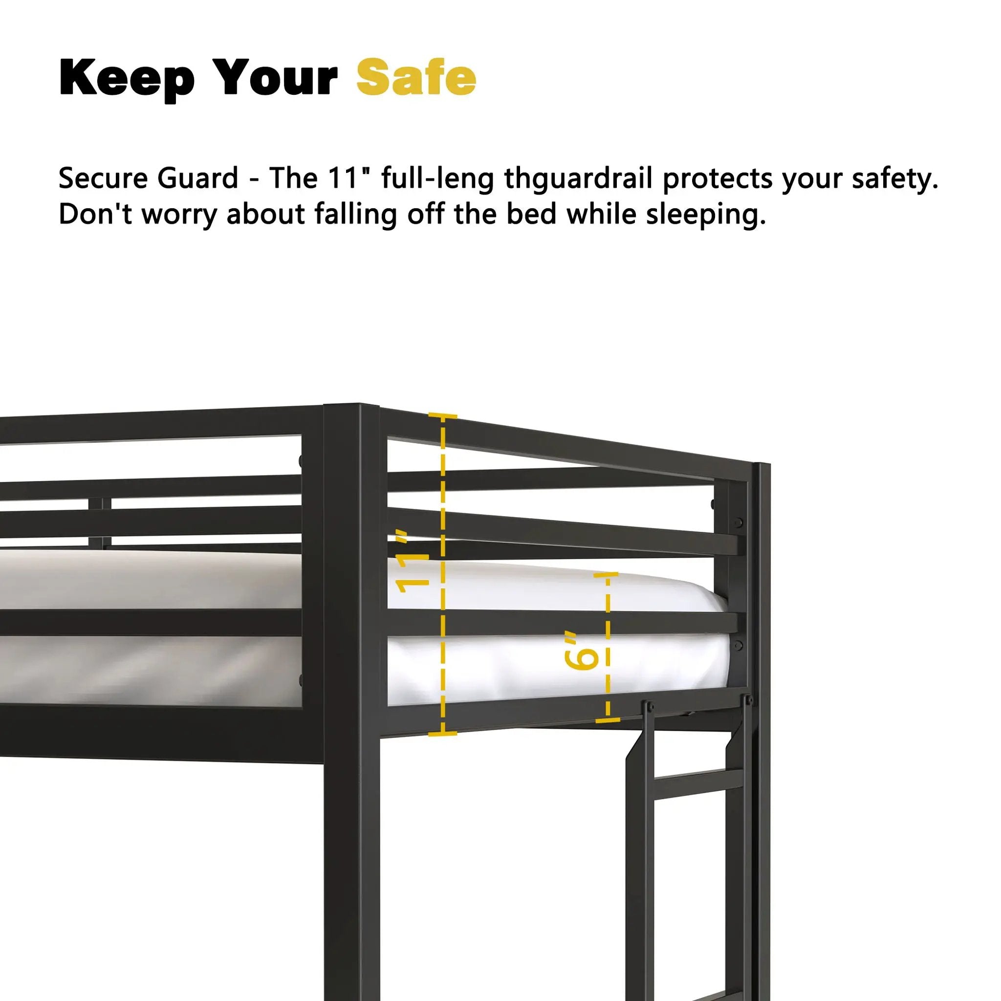Adam - Twin Loft Bunk Bed With Cinnamon Wood Desk And Closet Rod - Black by HouseOfZazla