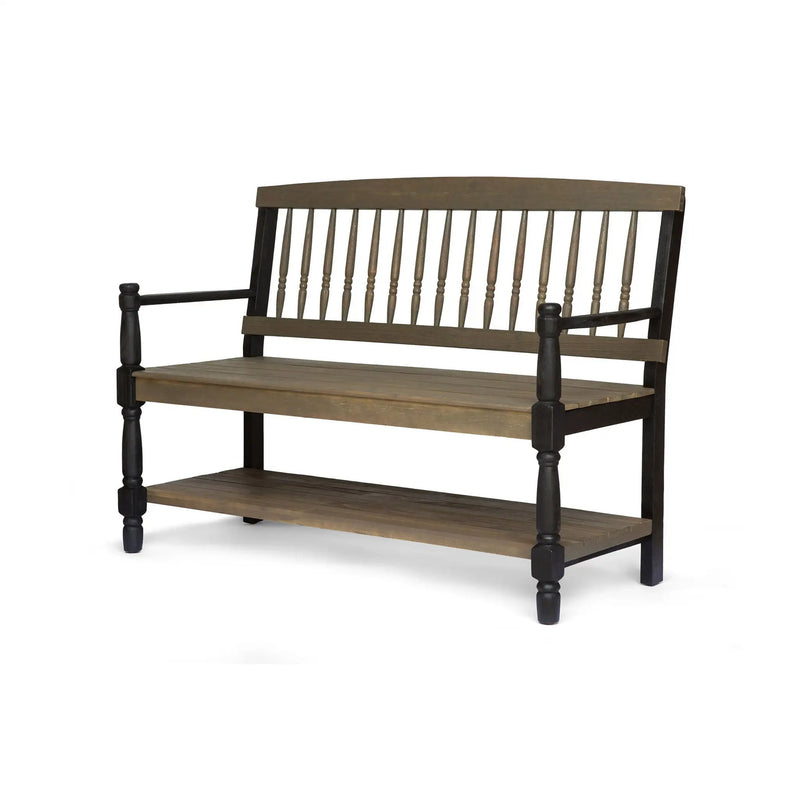 Slatted Bench With Built In Shelf by HouseOfZazla