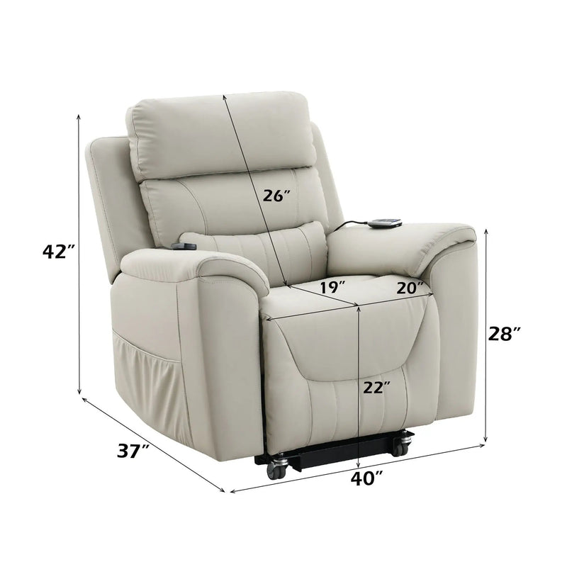 Marsha - Power Recliner With Lift & Massage - Light Gray by HouseOfZazla