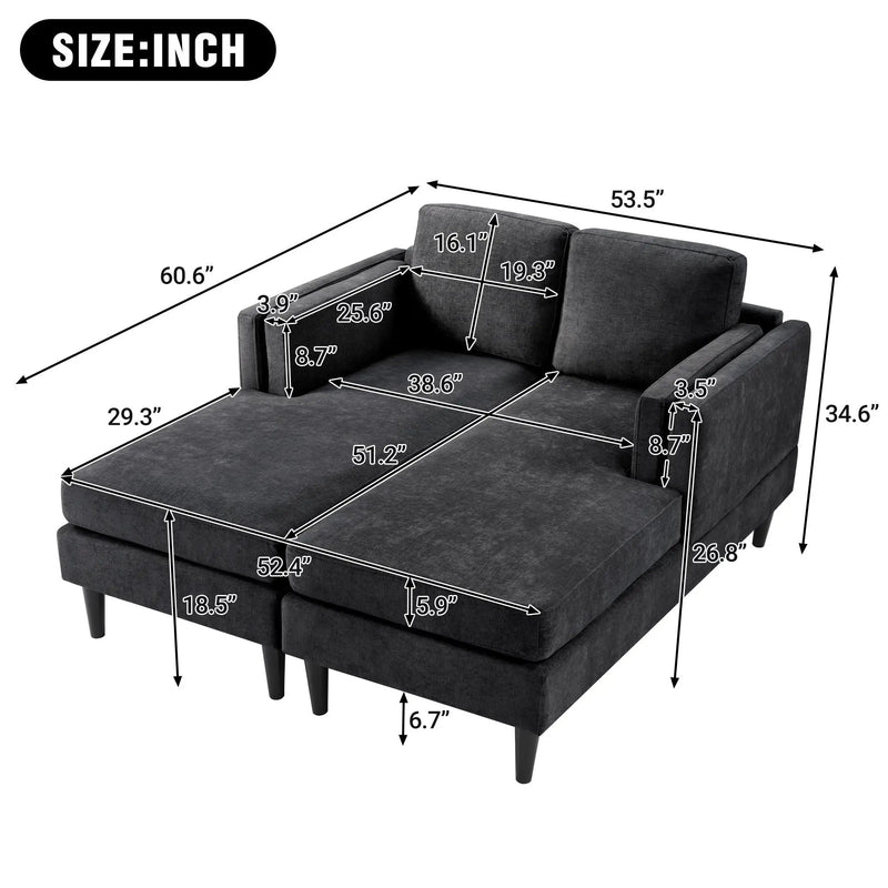 Chaise Lounge Sofa Bed With Dual Layer Armrests For Living Room by Unique Piece Furniture