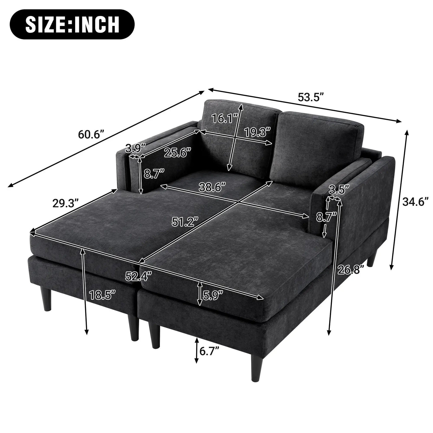 Chaise Lounge Sofa Bed With Dual Layer Armrests for Living Room by HouseOfZazla