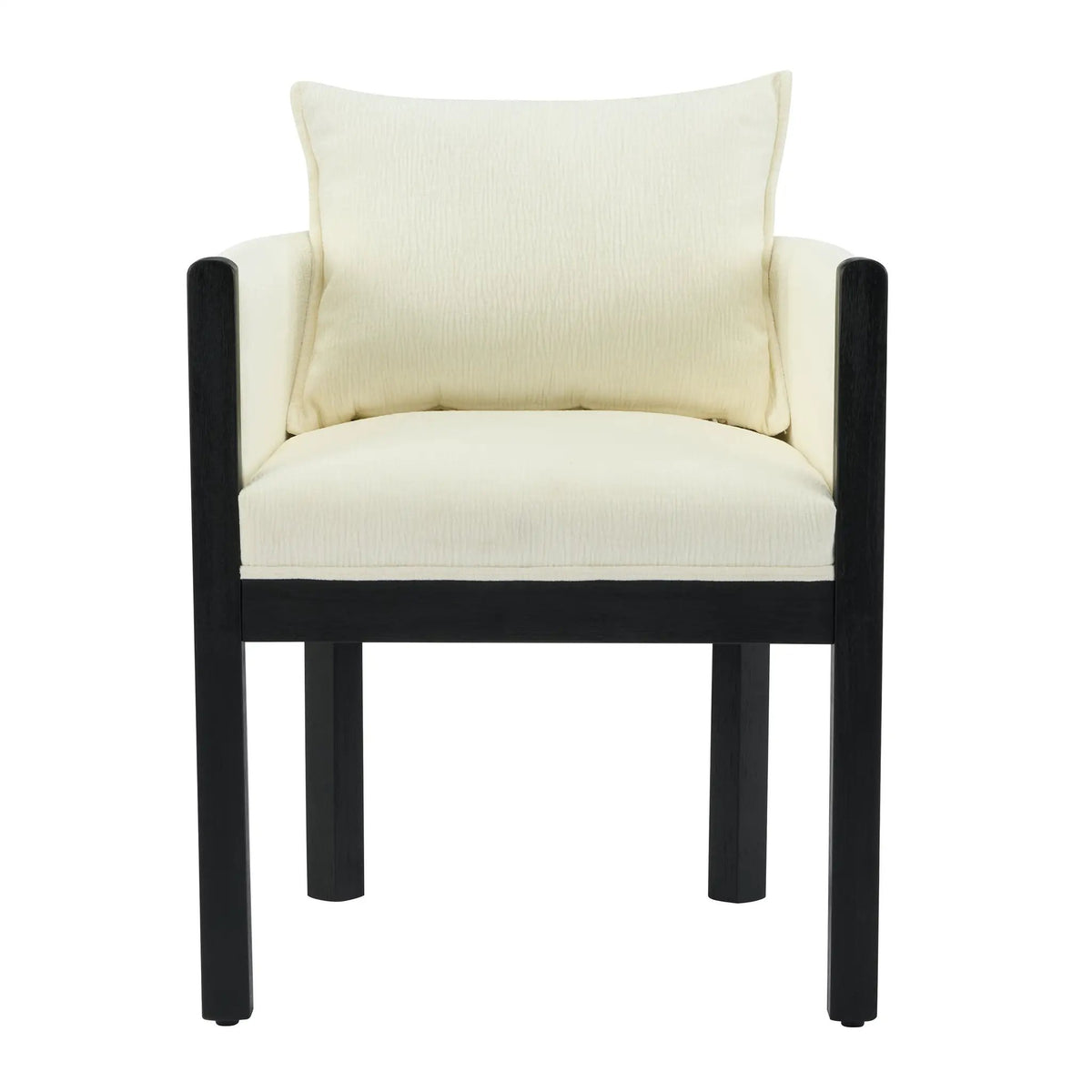 Linen Upholstered Armchair with Black Rubber Wood Legs by HouseOfZazla