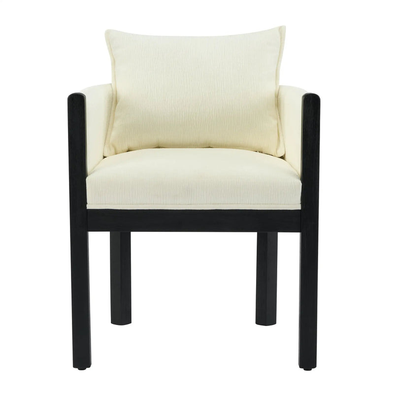 Linen Upholstered Armchair with Black Rubber Wood Legs by HouseOfZazla