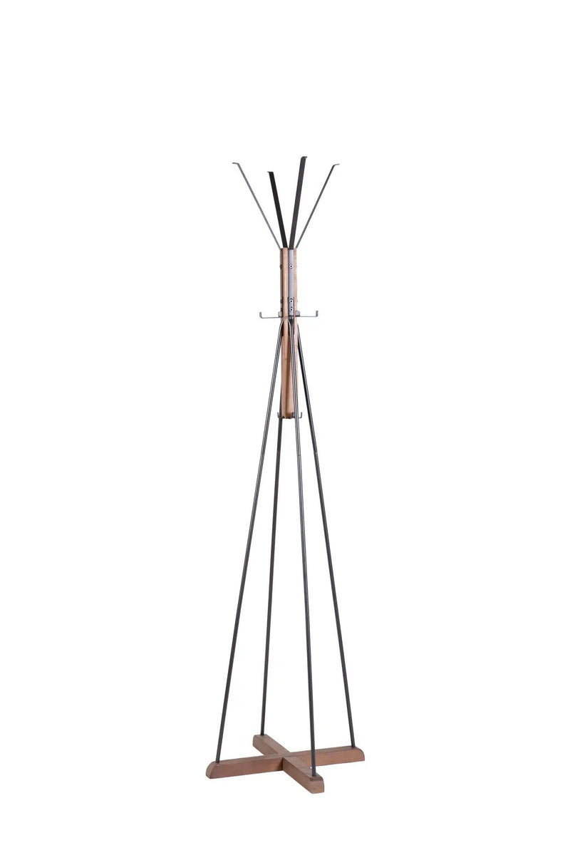 Reclaimed Wood And Metal Freestanding Coat Rack With Hooks Use In Bedroom, Living Room - Natural by HouseOfZazla