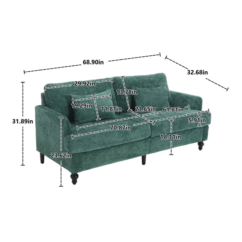 Mid Century Modern Fabric Loveseat Sofa, 2 Seat Upholstered Couch by Unique Piece Furniture