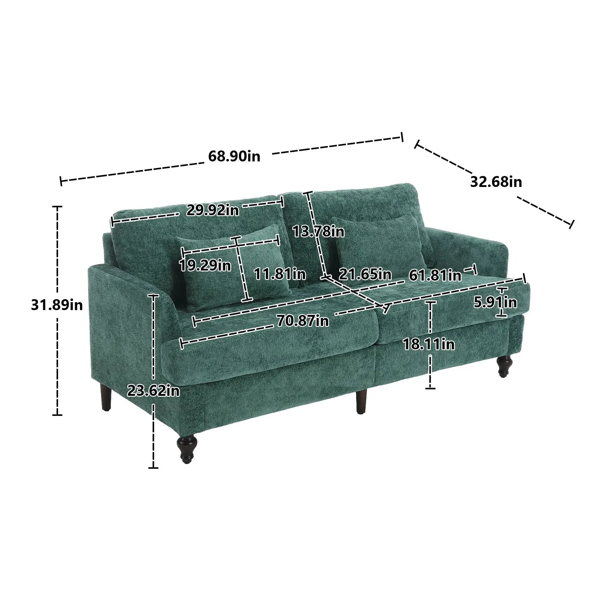 Mid Century Modern Fabric Loveseat Sofa, 2 Seat Upholstered Couch by HouseOfZazla