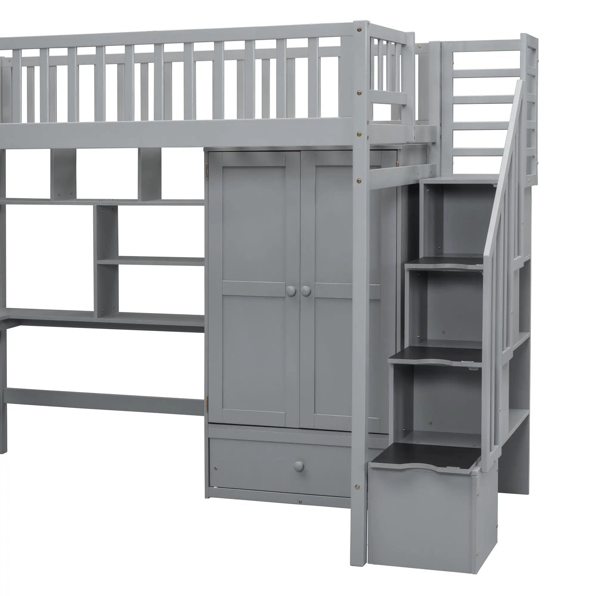 Loft Bed With Bookshelf, Drawers, Desk, And Wardrobe by HouseOfZazla