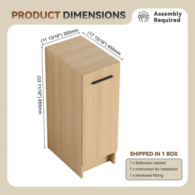 Slim Freestanding Bathroom Storage Cabinet - Light Oak by HouseOfZazla