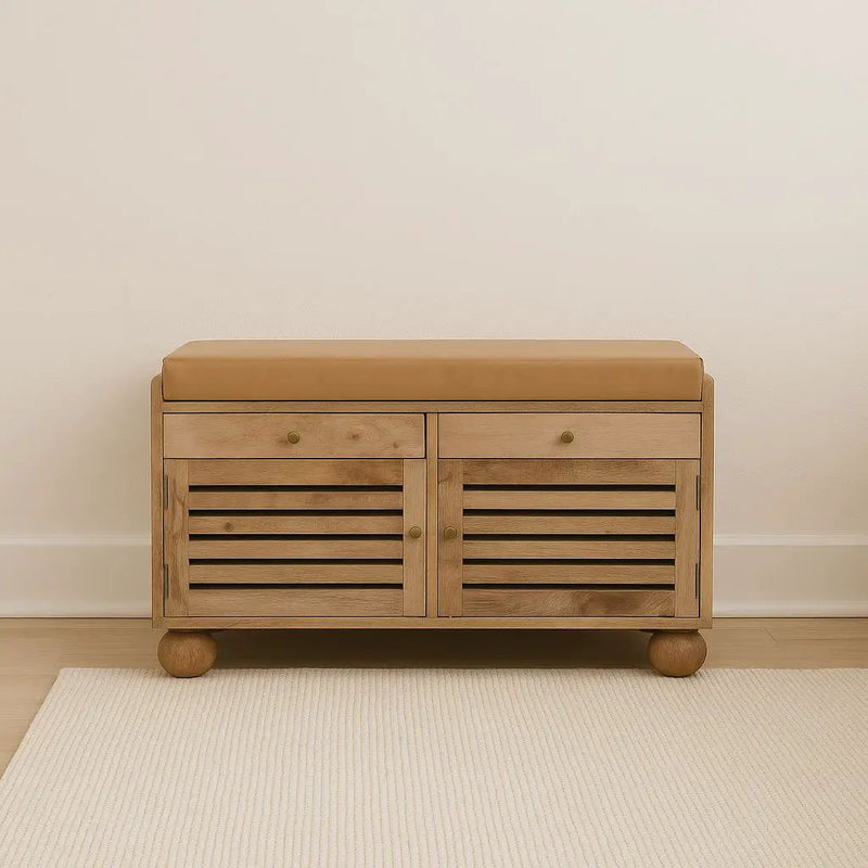 Shutter Shoe Rack With 2 Drawers - Beige by Unique Piece Furniture