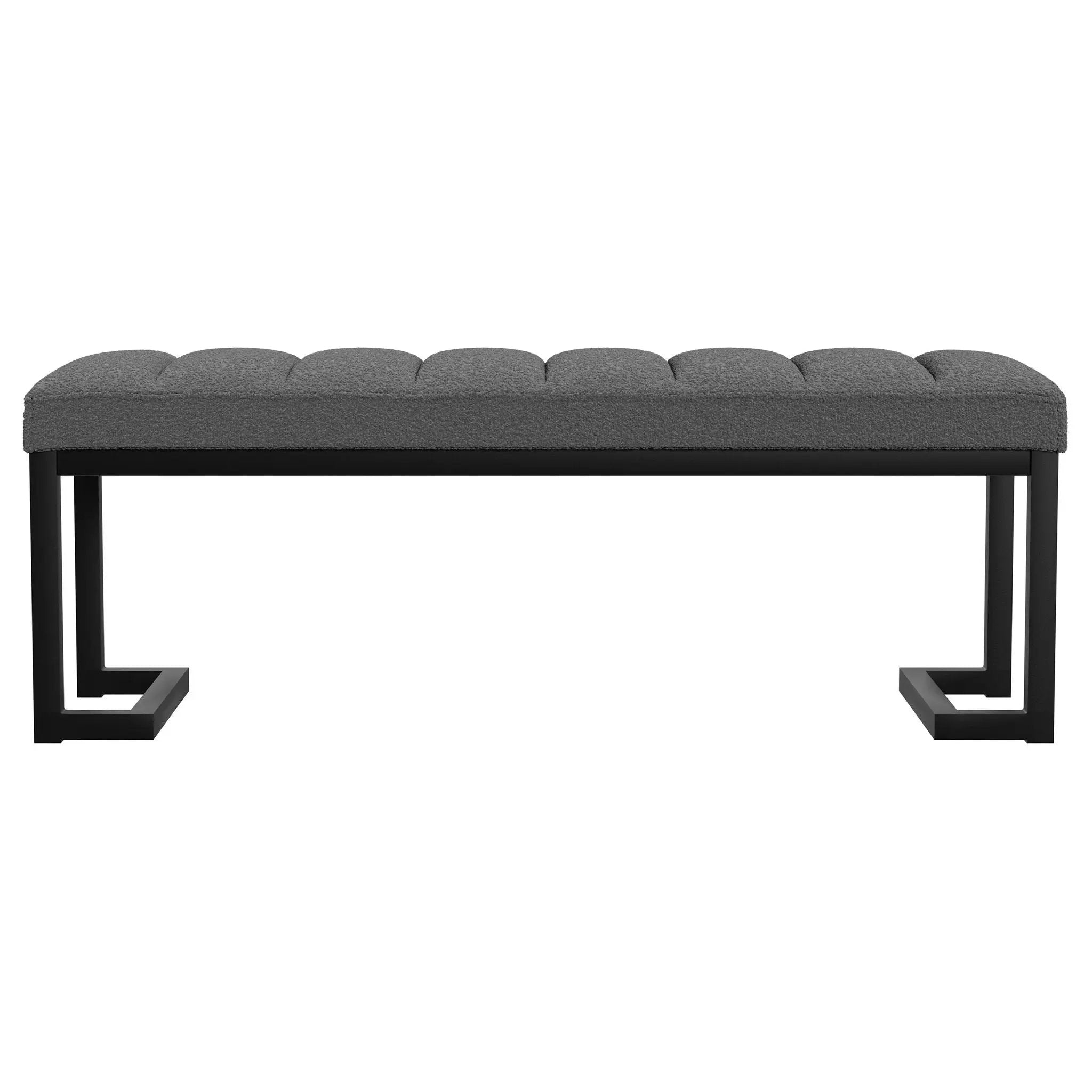 Mesa Boucle Upholstered Tufted Accent Bench Charcoal by Unique Piece Furniture