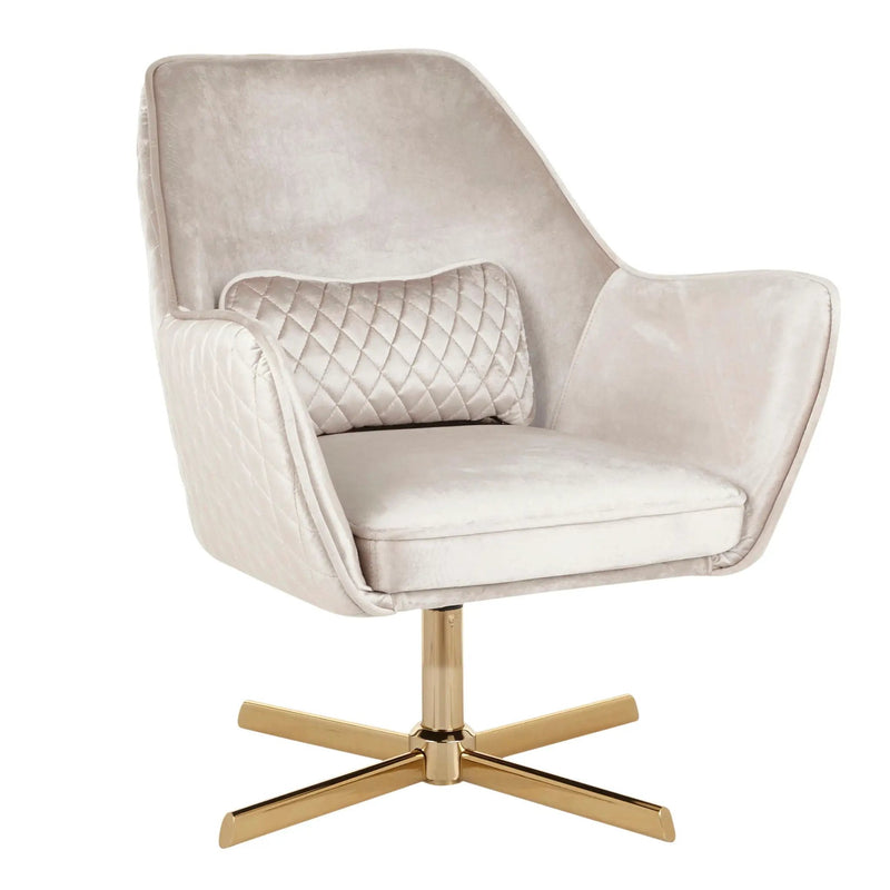 Diana - Contemporary Lounge Chair - Gold / Cream by HouseOfZazla