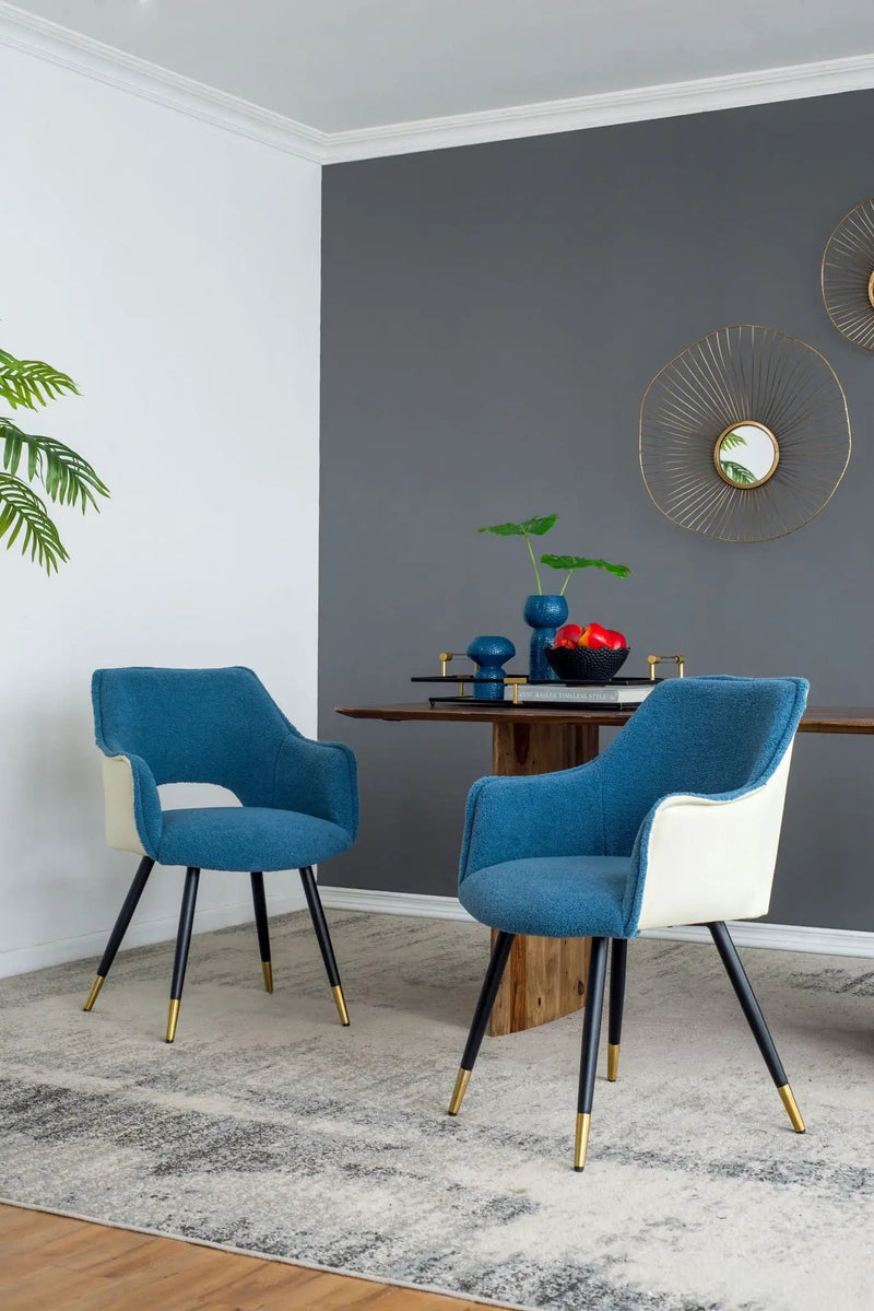 Side Chair, Living Room Bedroom Kitchen Vanity Accent Chair (Set of 2) - Blue by Unique Piece Furniture