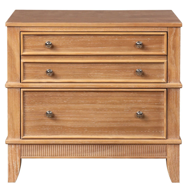 Hazel - 3 Drawer Side Table For Living Room, Hallway, Entryway (Set of 2) - Natural by Unique Piece Furniture