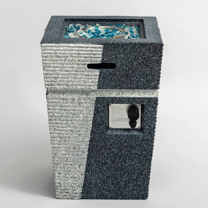 Propane, Gas 50000 Btu Square Fire Pit Table For Outside - Light Gray Blue by HouseOfZazla