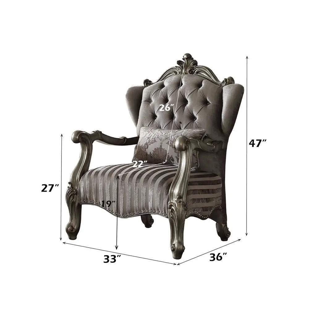 Versailles - 47" Chair With Pillow - Velvet & Antique Platinum by Unique Piece Furniture