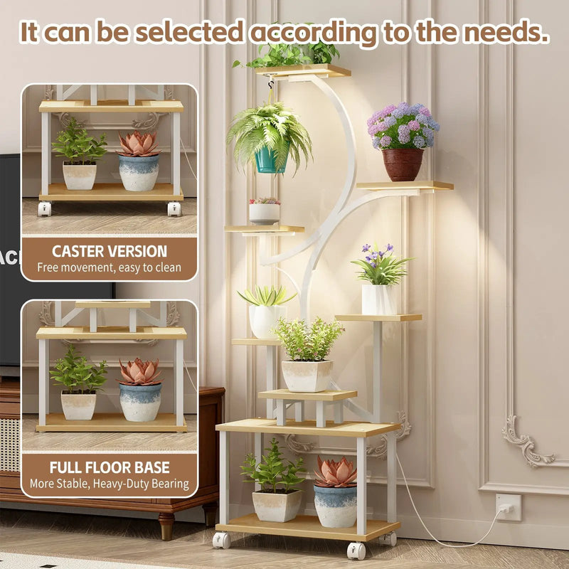 Indoor Plant Stand with Grow Lights - 62" Tall, 8 Tiered Shelf by HouseOfZazla