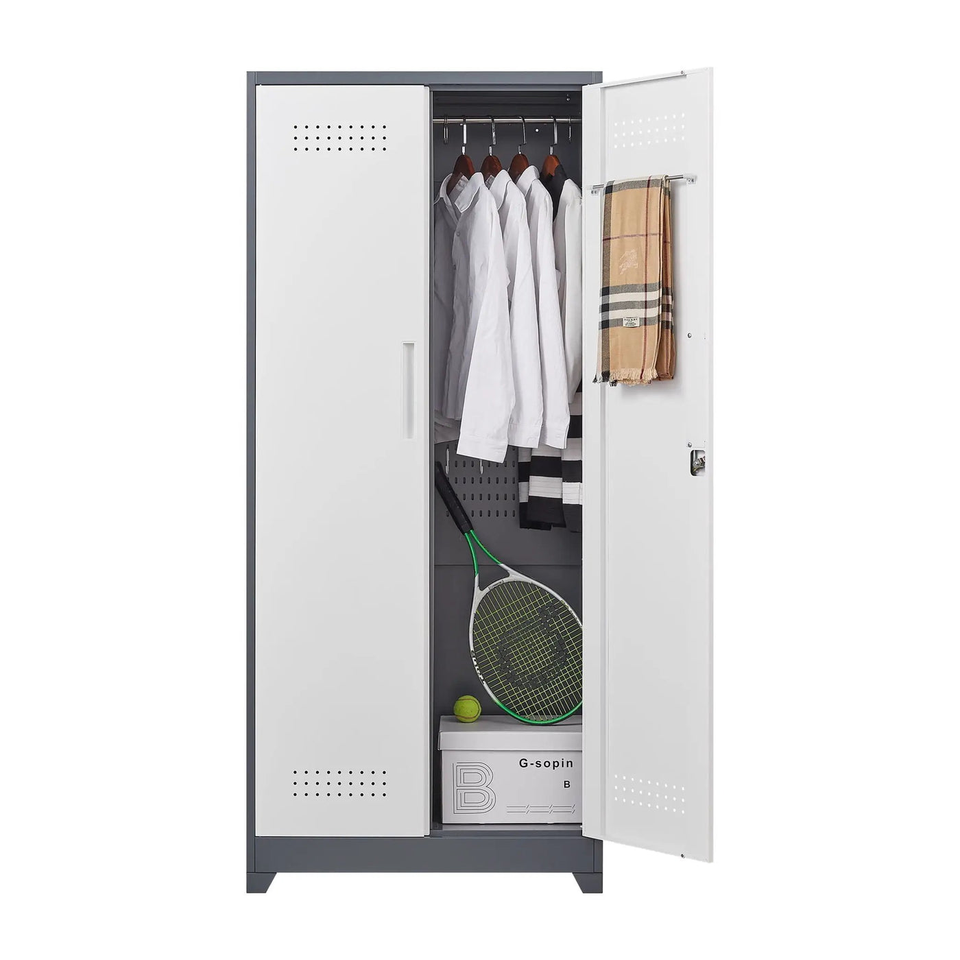 Lockers With Locking Doors, Adjustable Shelves, High Broom Tool Storage Cabinet by HouseOfZazla