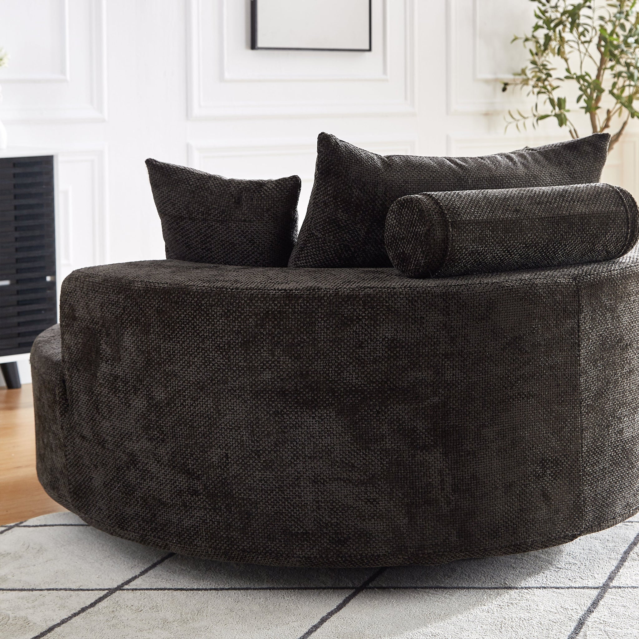 55'' Chenille Foam Single Swivel Chair by HouseOfZazla