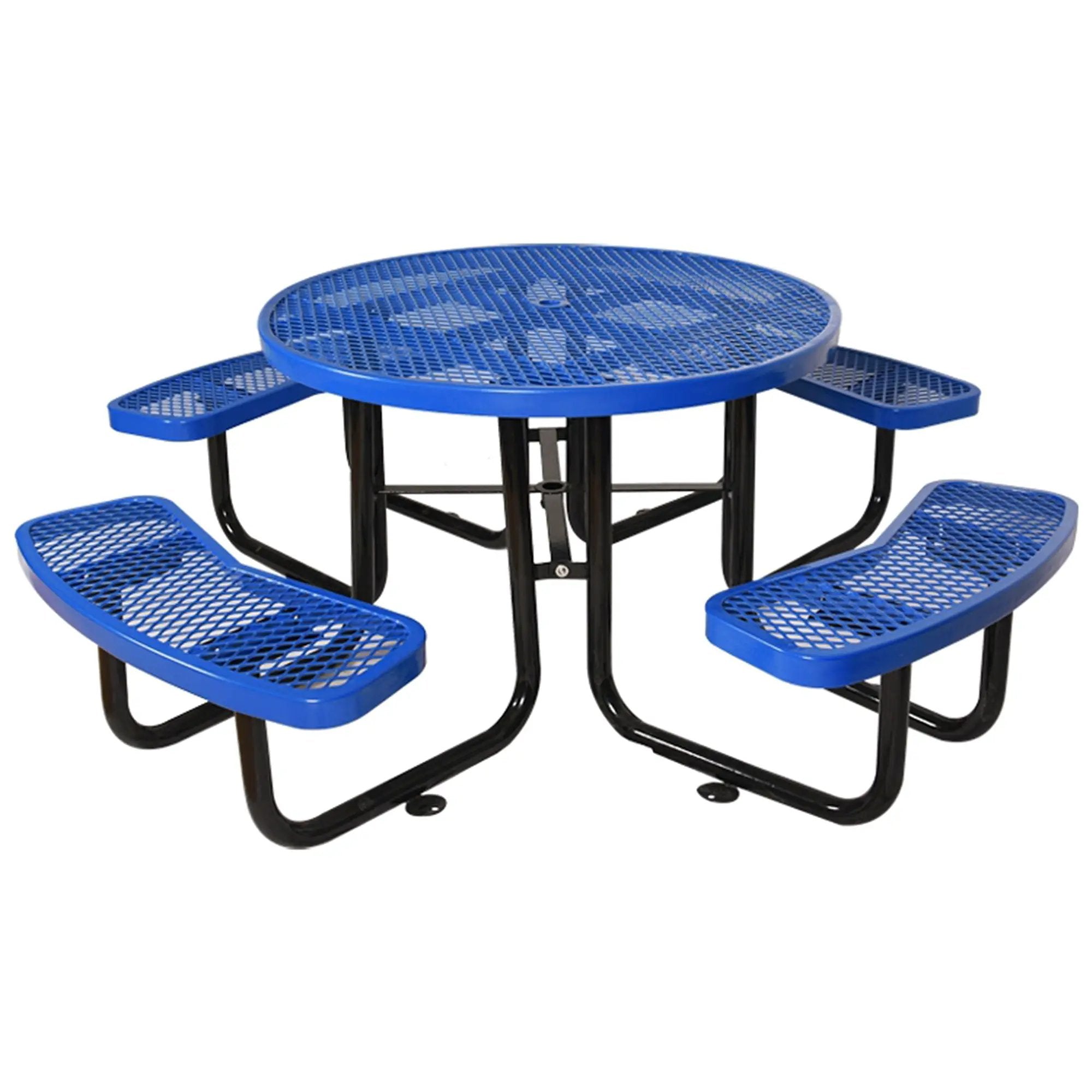 Round Outdoor Steel Picnic Table With Umbrella Pole by Unique Piece Furniture