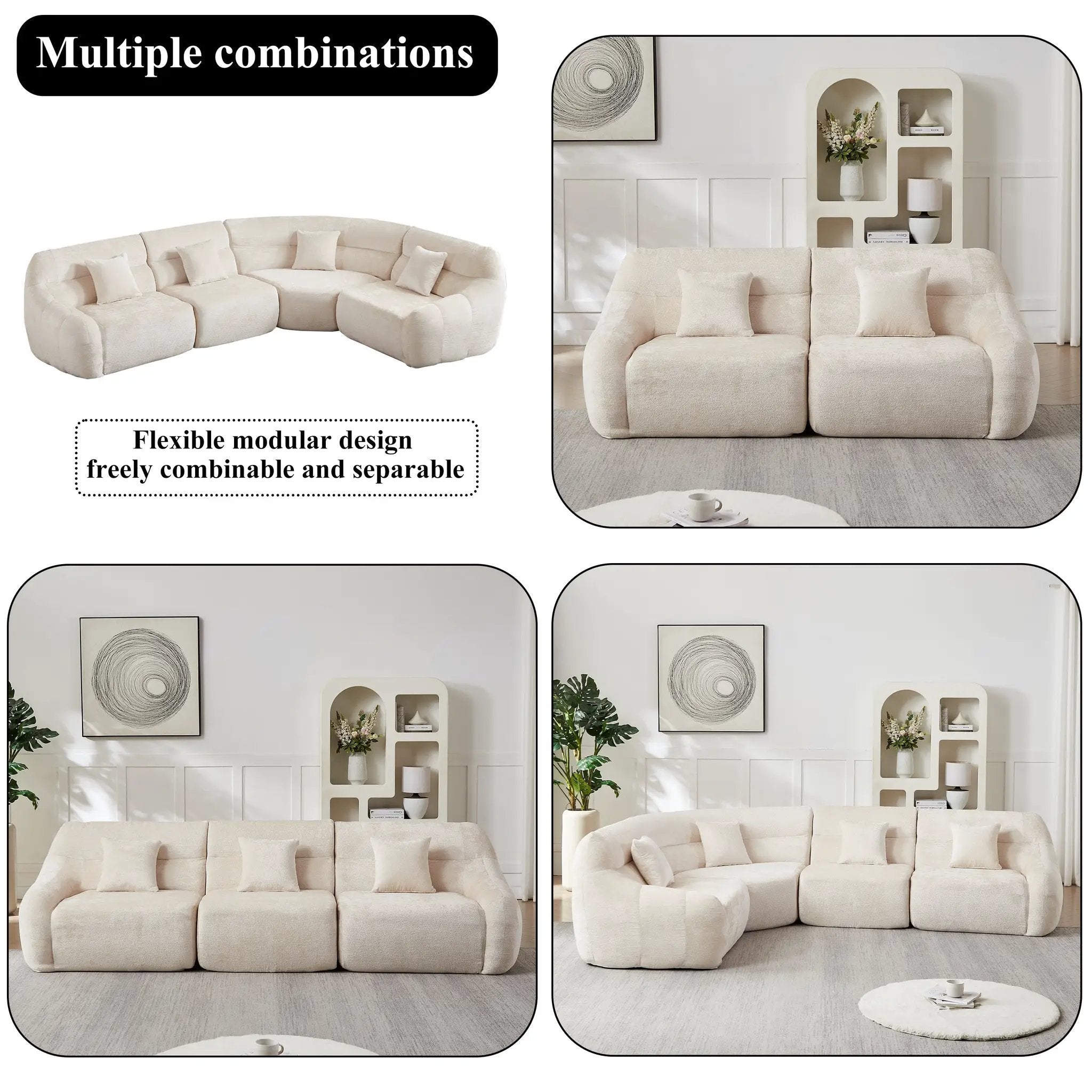 123.2-Inch Modern Luxury Curved Corner Sectional Sofa by HouseOfZazla