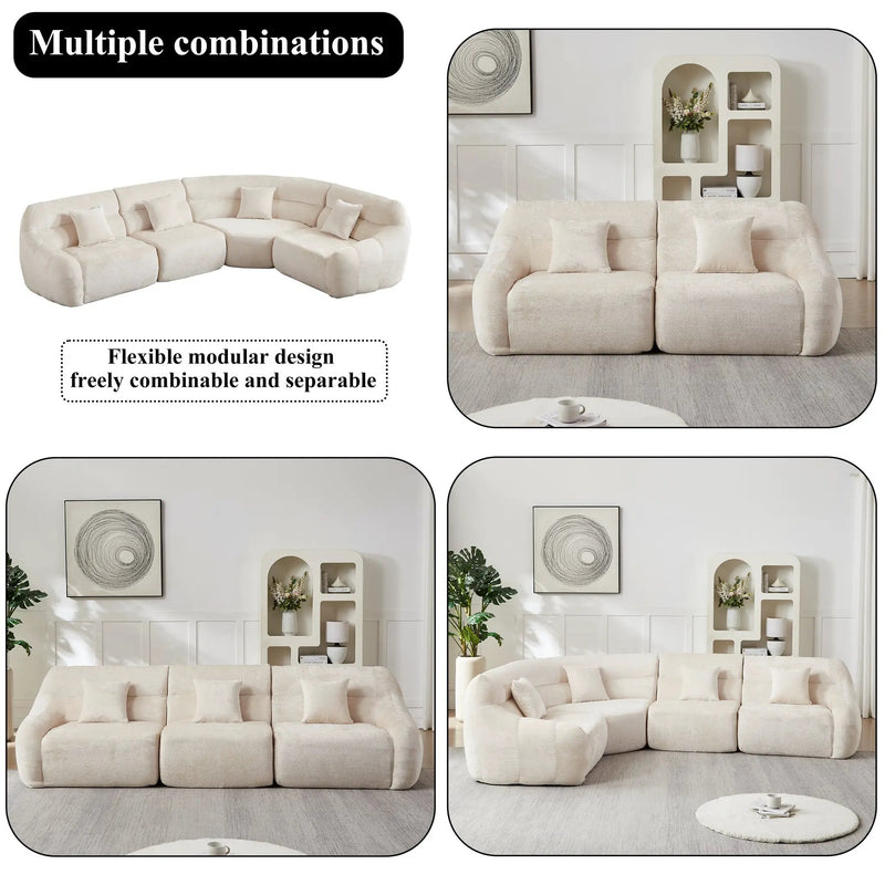 123.2-Inch Modern Luxury Curved Corner Sectional Sofa by HouseOfZazla