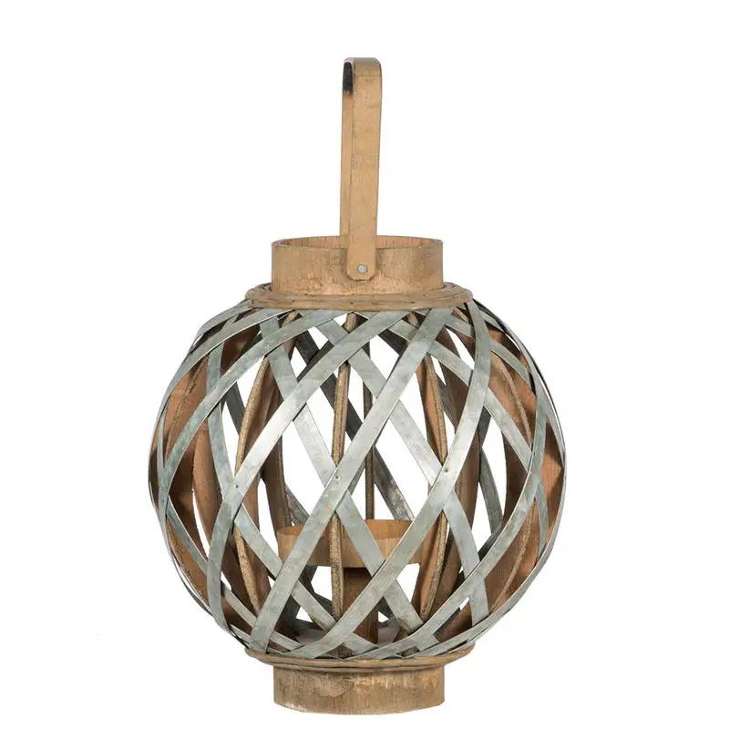 Decorative Lantern With Handle, Wooden Lantern For Indoor Outdoor, Home Garden, Wedding - Silver by HouseOfZazla
