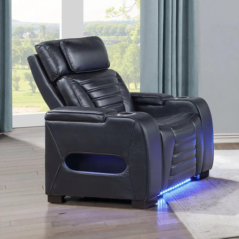 Ephron - Power Motion Recliner With Power Headrest & LED - Black by Unique Piece Furniture