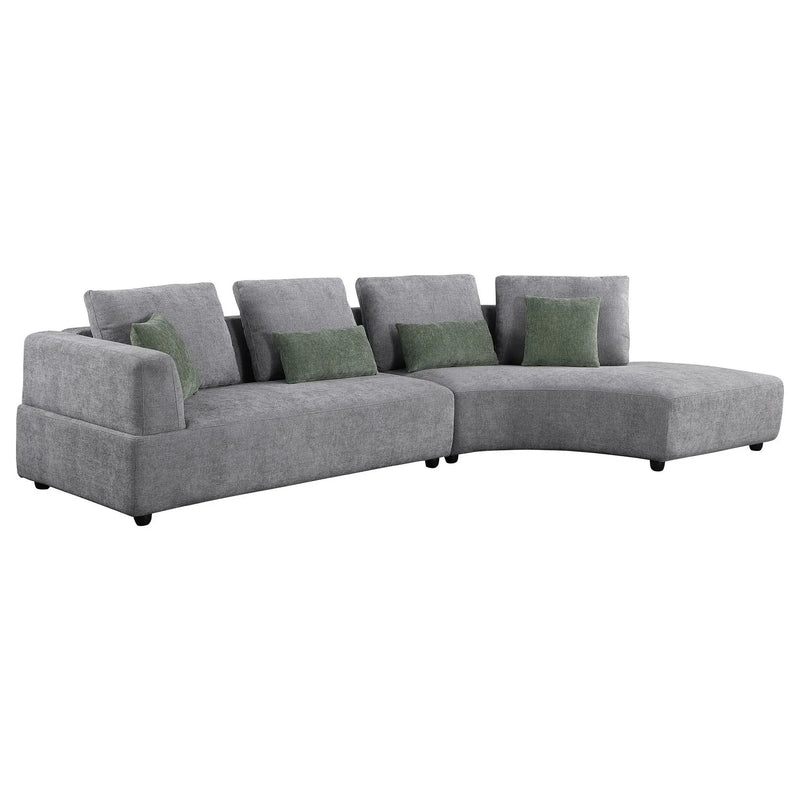 Lincoln - Upholstered Curved Sectional Sofa With Pillow Back Cushions - Gray by HouseOfZazla