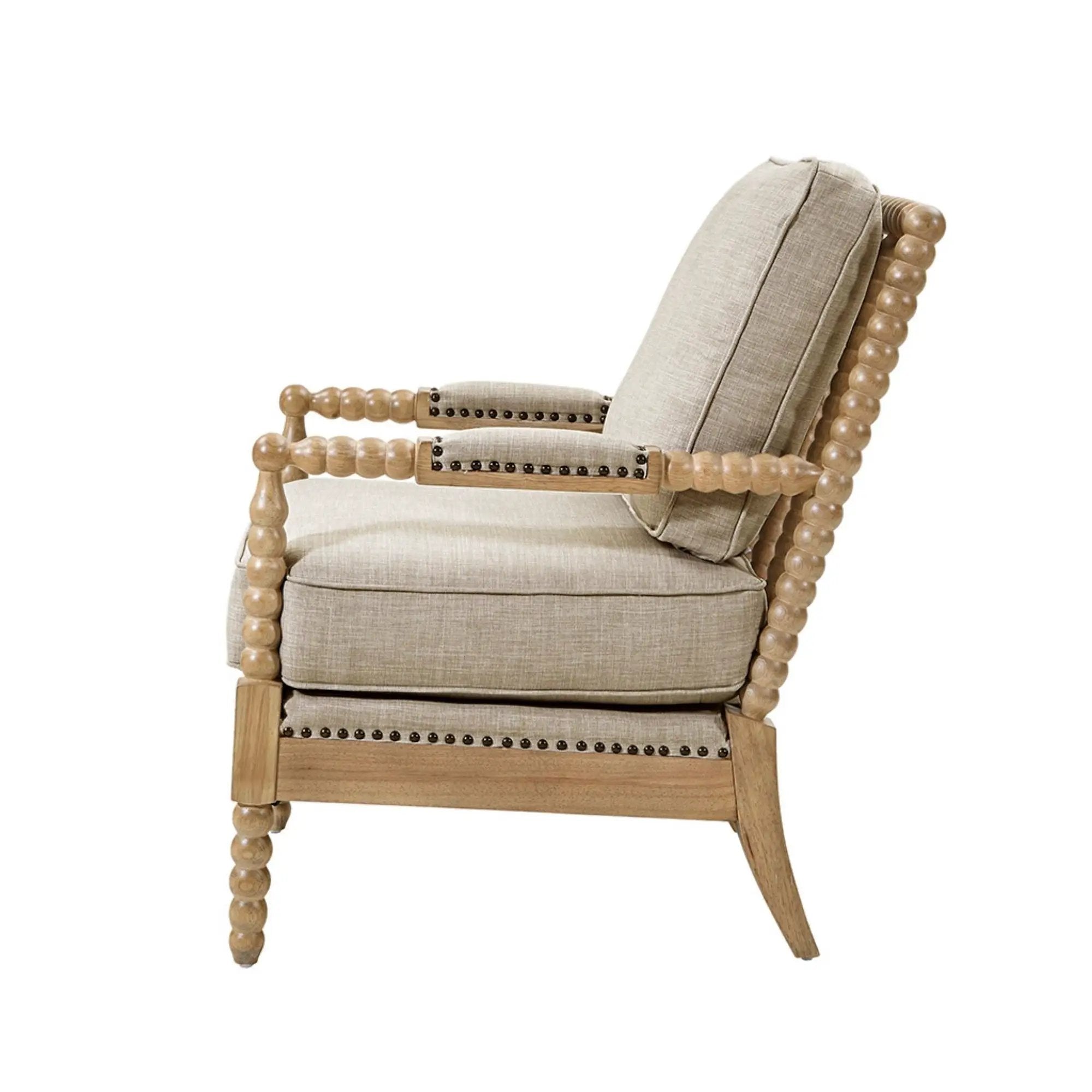 Arm Chair With Open Back Spindle Design, Padded Armrests by Unique Piece Furniture